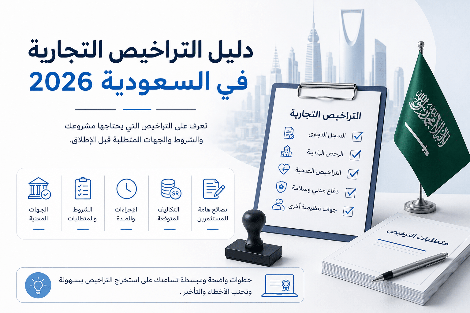 دليل التراخيص التجارية في السعودية 2026 يوضح الشروط والمتطلبات والجهات والتراخيص اللازمة لبدء المشاريع التجارية